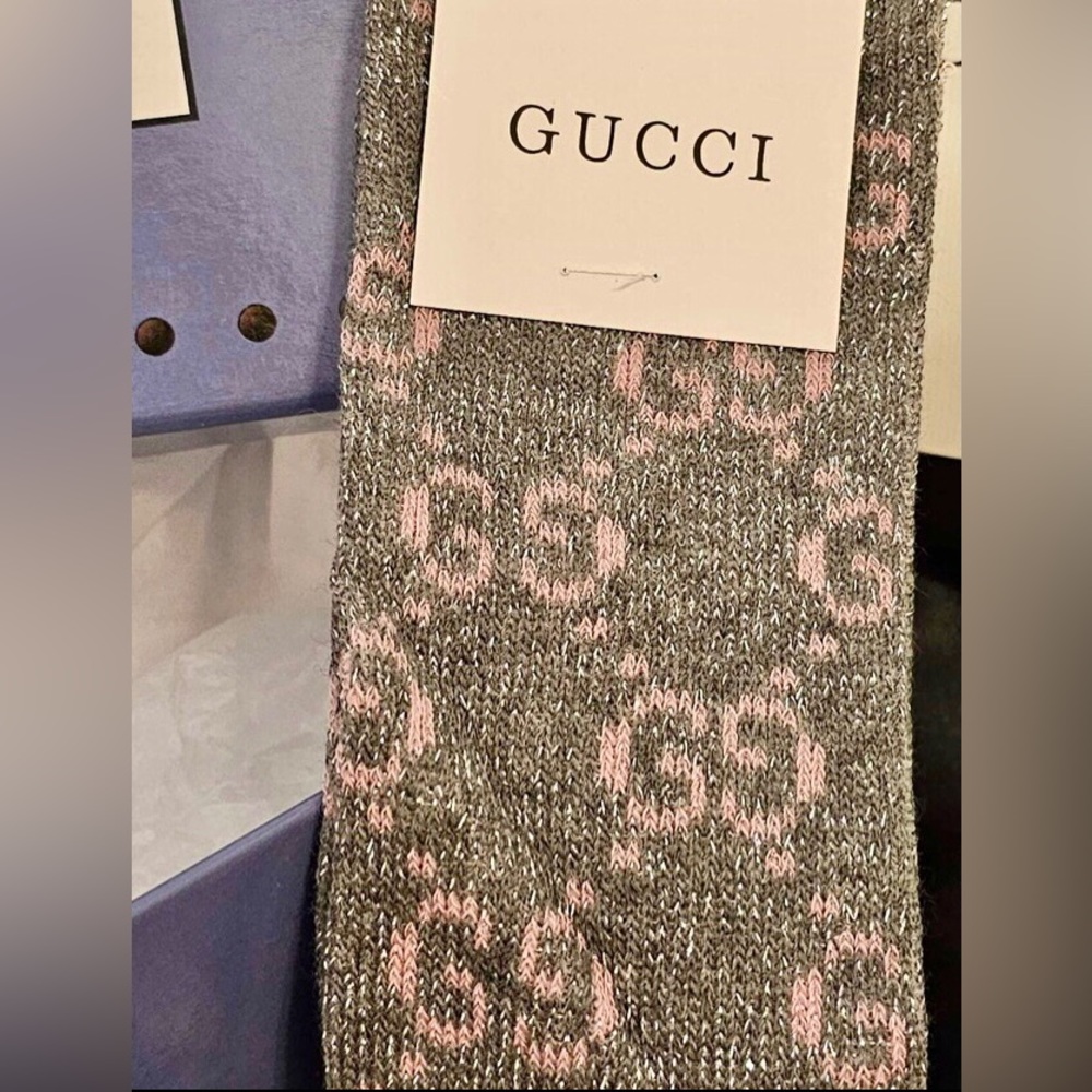 Grey & Pink Metallic Socks Med 5-9 NWT - Picture 4 of 10